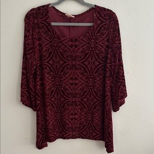 Brittany Black Burgundy Patterned Blouse